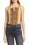 Joie Branka Snakeskin Print Sleeveless Blouse In Fading Sun