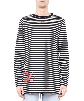 Off-white Mirror Striped Long Sleeved Cotton-jersey T-shirt In Black ...
