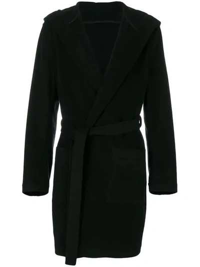 Msgm Hooded Robe Coat In Black