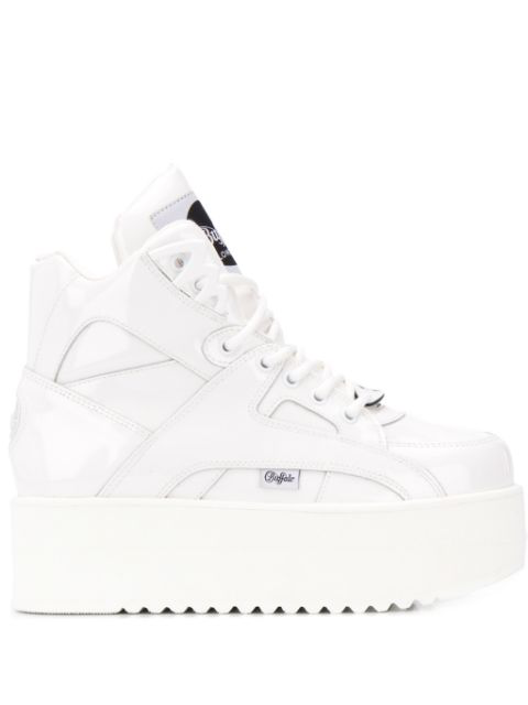 Junya Watanabe X Buffalo Patent-leather Platform Sneakers In White |  ModeSens