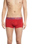 Calvin Klein Low Rise Trunks In Haute Red W/ Provence Logo