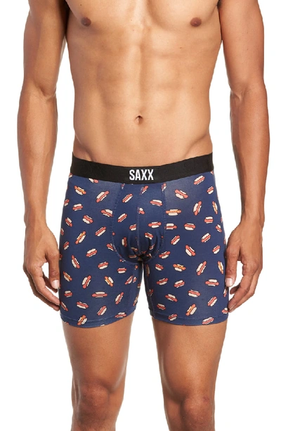 Saxx 'vibe' Stretch Boxer Briefs In Navy Hot Dog