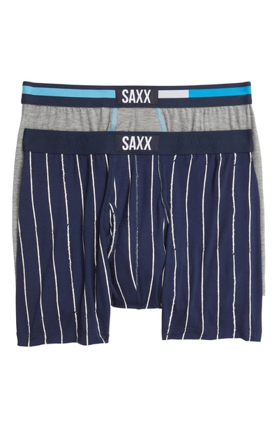 Saxx Ultra 2-pack Stretch Boxer Briefs In Baseball Stripe/ Grey Heather