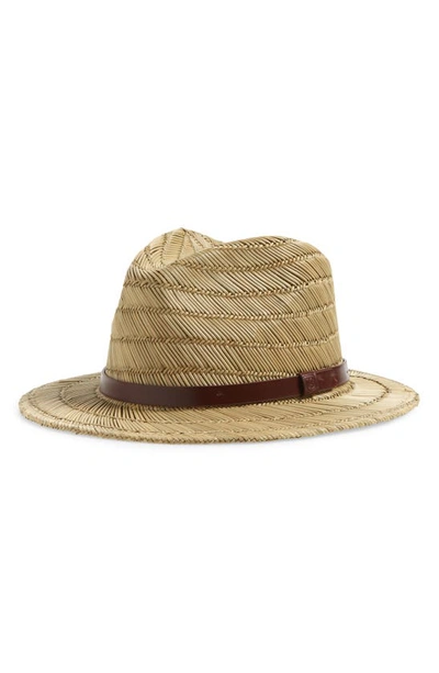 Brixton Messer Straw Fedora In Tan