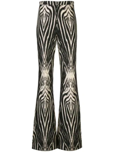 Christian Siriano Zebra Print Flared Trousers In Black