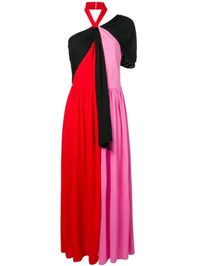 Msgm Colour Block Jumpsuit In Red