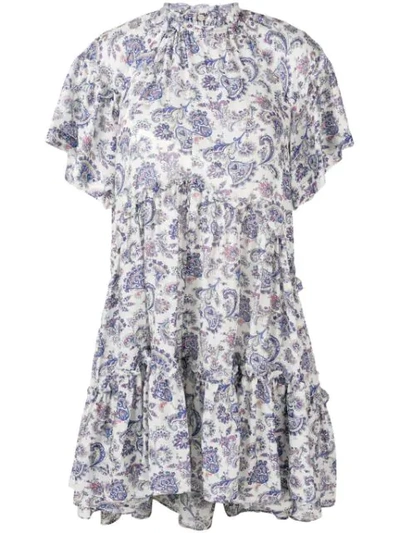 Isabel Marant Paisley Tiered Mini Dress In Neutrals