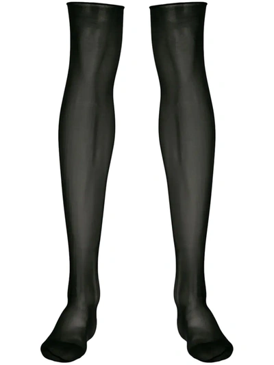 Maison Close Sheer Knee Length Stockings In Black