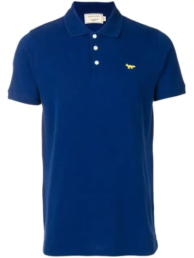 Maison Kitsuné Embroidered Logo Polo Shirt In Blue
