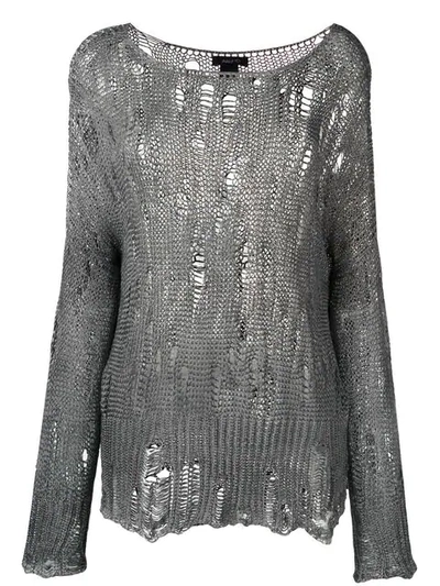 Avant Toi Distressed Knit Sweater In Grey