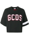 Gcds Cropped Logo T-shirt In Black