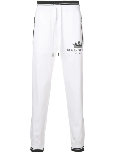 Dolce & Gabbana Crown Logo Print Track Pants - White
