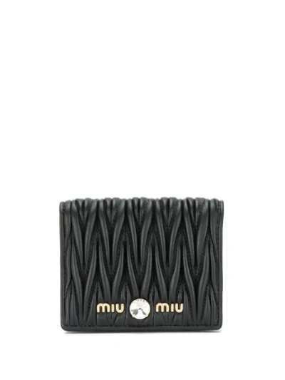 Miu Miu Matelassé Leather Wallet In Black