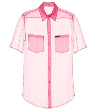 Miu Miu Pink Sheer Silk Organdie Shirt