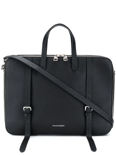 Alexander Mcqueen Grained Leather Briefcase In Black