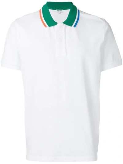 Kenzo Fitted Colourblock Polo Shirt In White