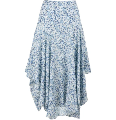 Stella Mccartney Flower Print Skirt In 8487 - Multicolor Blue