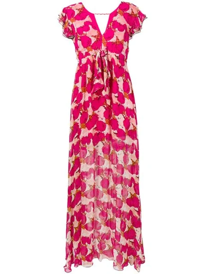 Pinko Floral Flared Maxi Dress In Pink