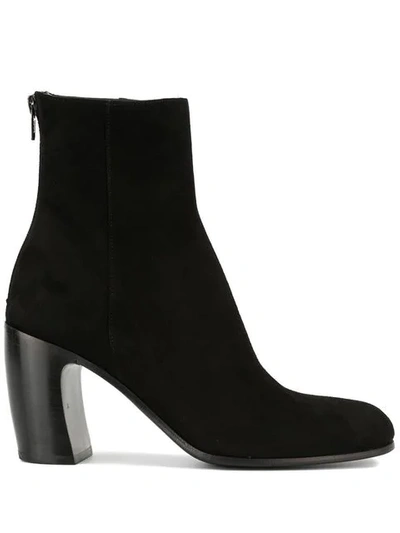 Ann Demeulemeester Curved Heel Ankle Boots In Black