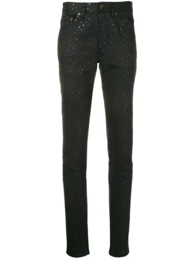 Saint Laurent Star Print Skinny Jeans In Black