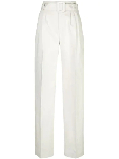 Off-white Belted Cotton Straight-leg Pants In Neutrals