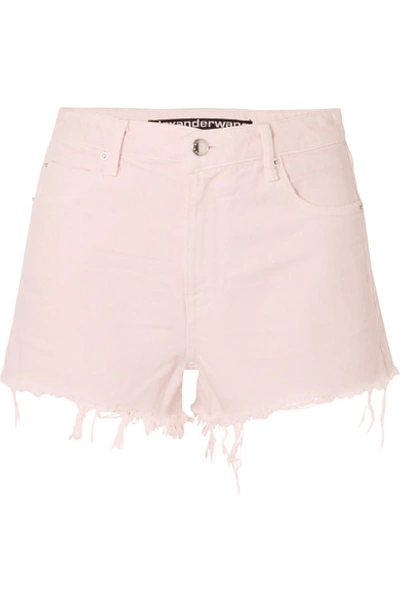 Alexander Wang Bite Frayed Denim Shorts In Pastel Pink