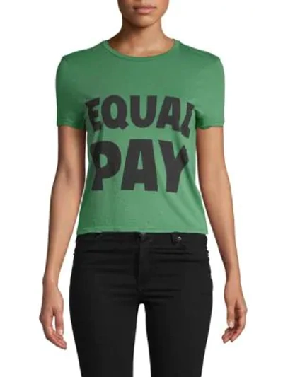 Alice And Olivia Cicely Cropped Tee In Green Black