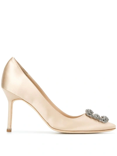 Manolo Blahnik Gem Detail Pumps In Gold