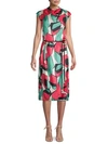 Marc Jacobs Printed Silk Drape-neck Dress In Bright Pink