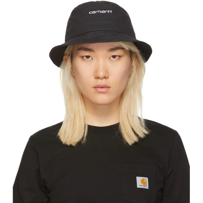 Carhartt Work In Progress Black Script Bucket Hat In 8990 Black