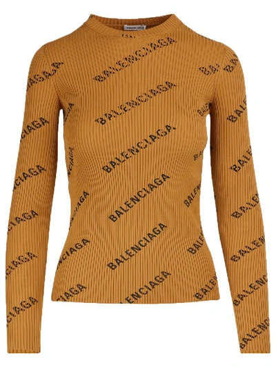 Balenciaga Logo Crewneck Sweater In Orange