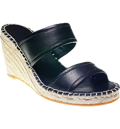Cupcakes And Cashmere Nalene Wedge Sandal In Black Leather
