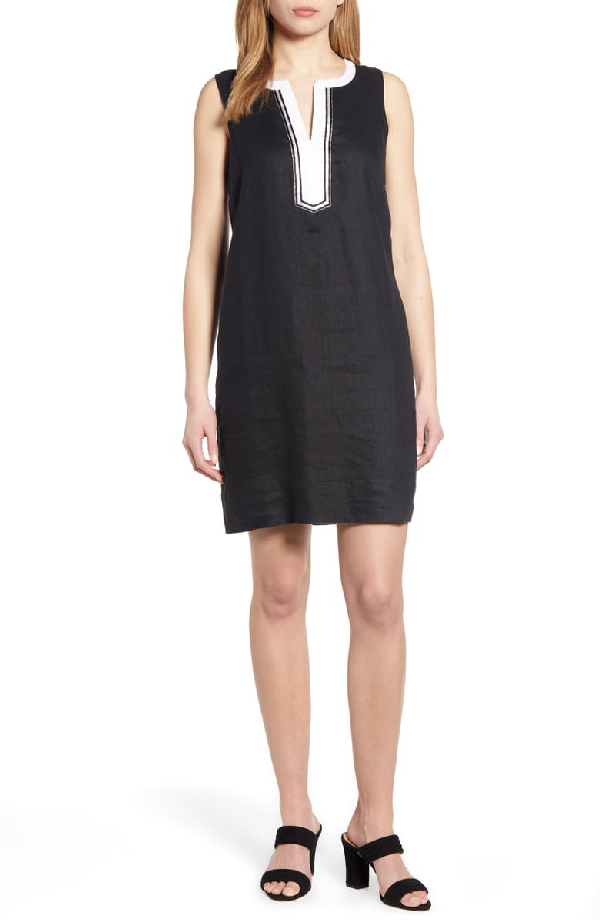 black linen shift dress
