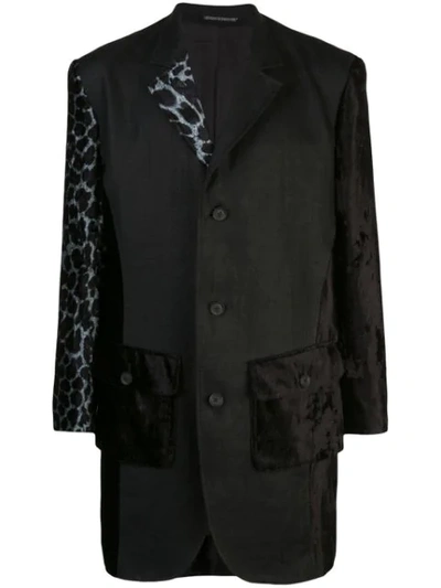 Yohji Yamamoto Textured Long Blazer In Black