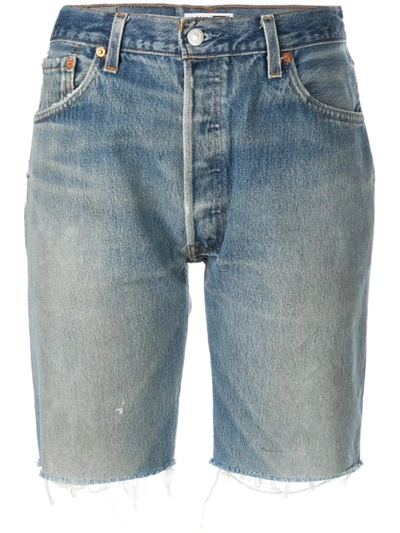 Re/done Knee Length Denim Shorts In Blue