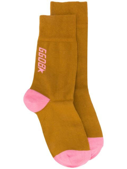 Golden Goose Logo Print Socks In Pink | ModeSens