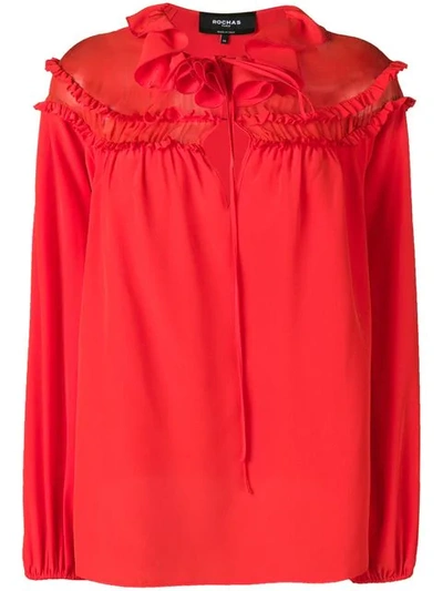 Rochas Ruffled Neck Blouse In Red