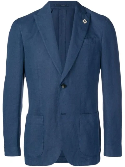 Lardini Curved Hem Blazer In Blue