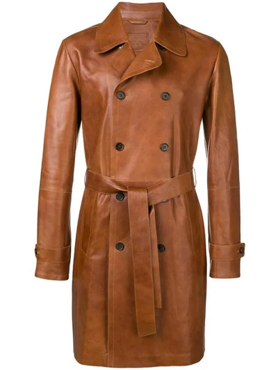 Desa 1972 Belted Double-breasted Coat In Brown