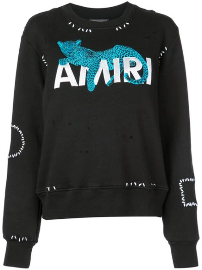 Amiri Leopard Print Sweater In Black