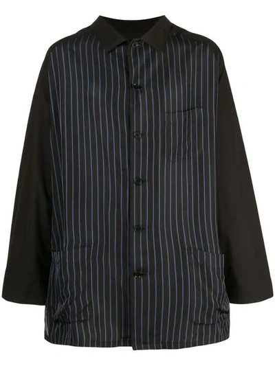 Yohji Yamamoto Striped Shirt Jacket In 1-blk