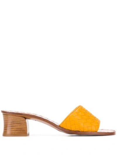 Bottega Veneta Weaved Leather Sandals In Yellow