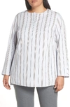 Lafayette 148 Tilly Sonoran Striped Blouse In Aerial Blue Multi