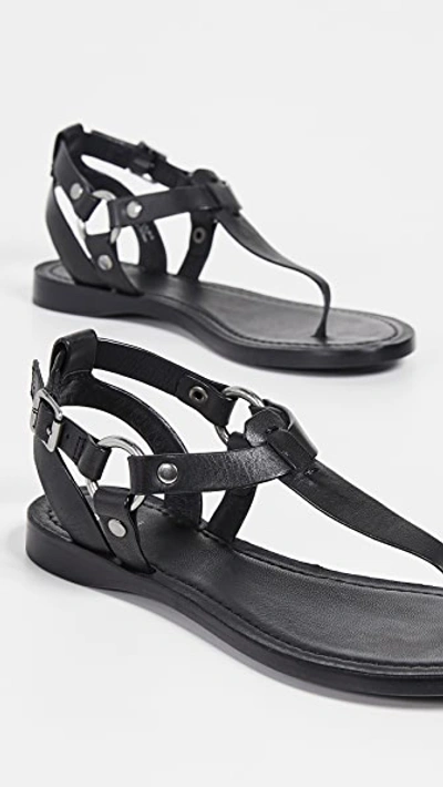 Frye Rachel T-strap Leather Sandals In Black