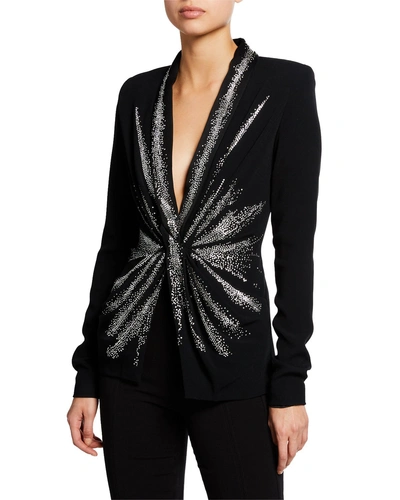 Azzaro Fitted Jacket With Starburst Embroidery In Black/silver
