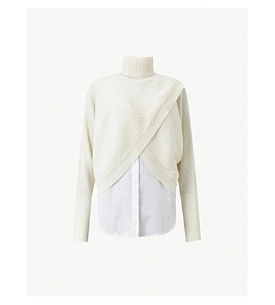 Allsaints Marias Wool And Cotton-poplin Sweater In Chalk White