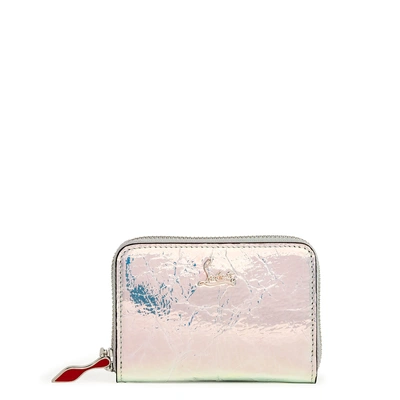 Christian Louboutin Panettone Banquise Metal Leather Coin Purse In Silver/metallic