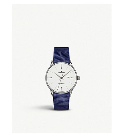 Junghans 027/4846.00 Meister Damen Stainless Steel And Leather Watch In Blue