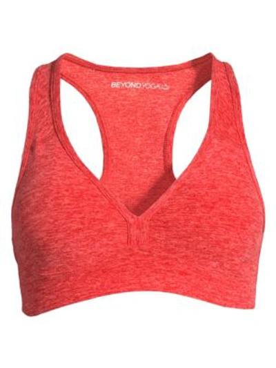 Beyond Yoga Women's Spacedye Lift Your Spirit Sports Bra In Scarlet Sun Sierra