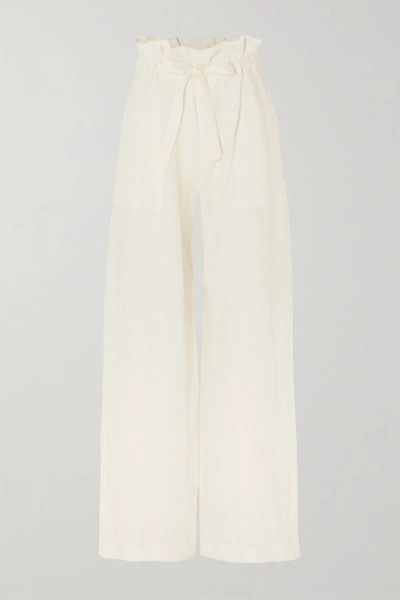 Nili Lotan Esmae Linen Wide-leg Pants In White